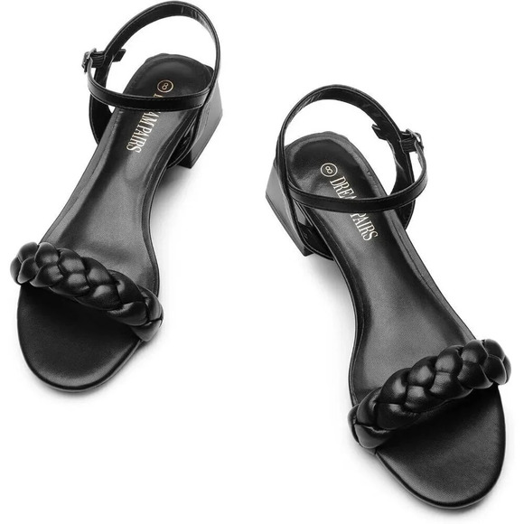 Women's Braided Open Toe Ankle Strap Block Chunky  Heel Sandals - Picture 3 of 6